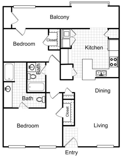 2 Bedroom 2 Bath 4104 floor plan